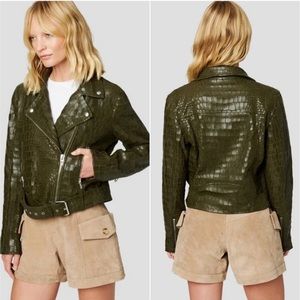 BlankNYC Sold out vegan leather croc jacket in olive green- new, never worn